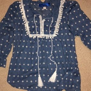 Adorable blue and white blouse!